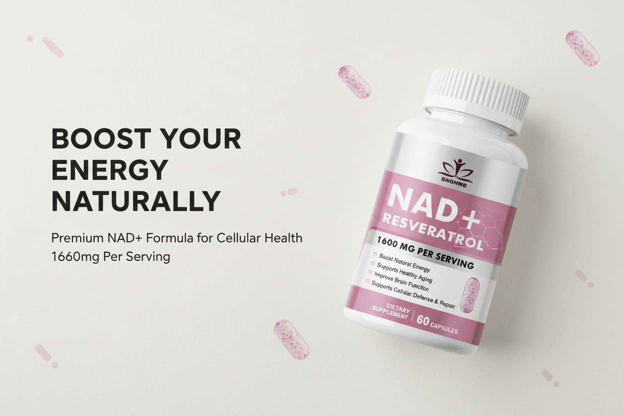 NAD+ with energy boost text