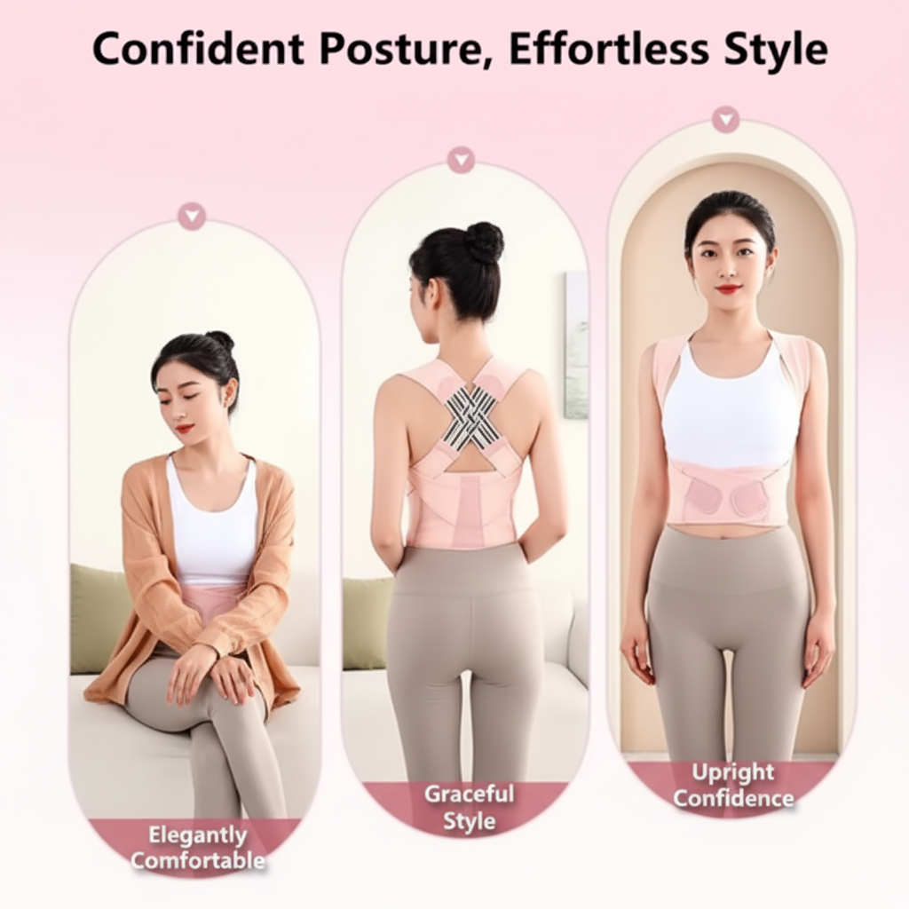 Pink posture corrector lifestyle shots